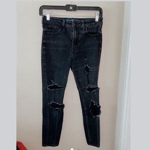 black ripped skinny jeans from hollister